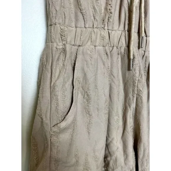 Essue Tan Romper Off Shoulder Distressed Small - Picture 3 of 5